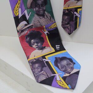 Ralph Marlin Buckwheat Little Rascals Silk Tie “Many Faces of Buckwheat” 1994